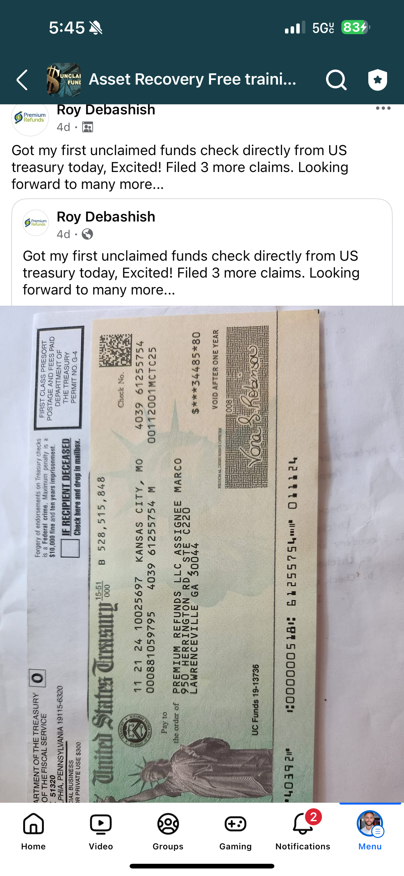US Treasury unclaimed funds